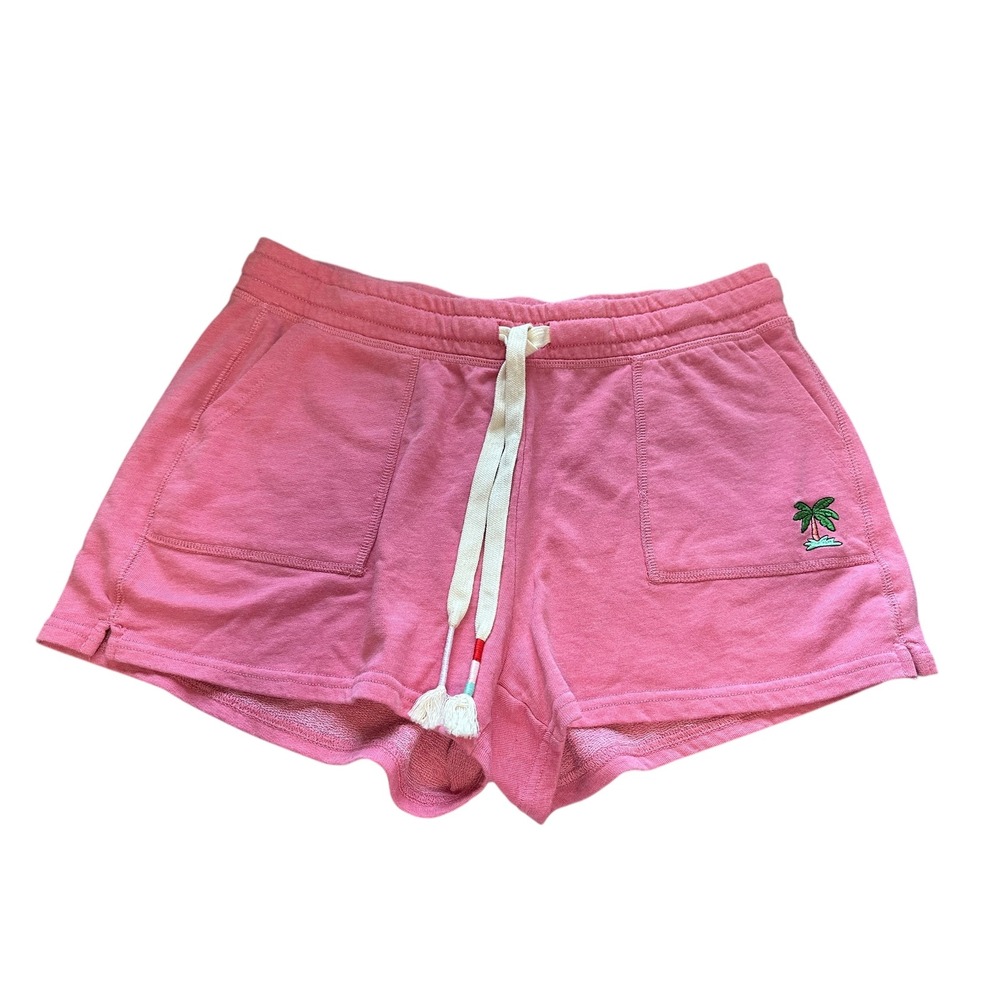 Wildfox‎ Norah Palm Tree Embroidered Pink Sweatshorts Size L